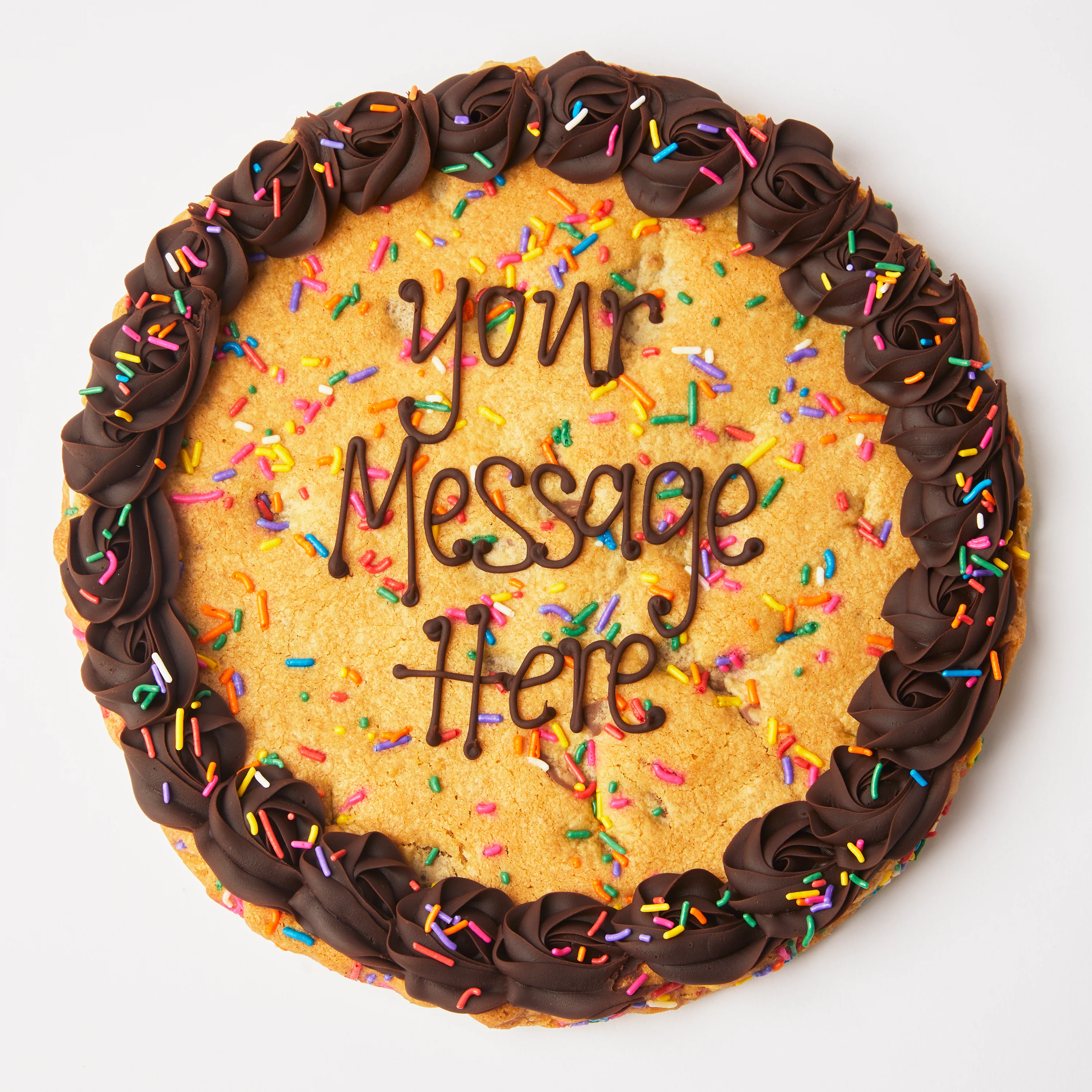 Giant Choc Fudge Bday Sprinkle Personalised Cookie